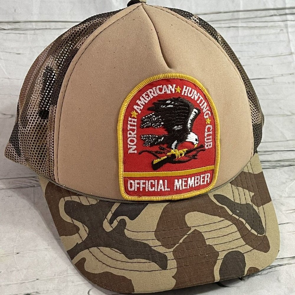 Vtg North American Hunting Club Member Patch Snapback Mesh Hat - Camo